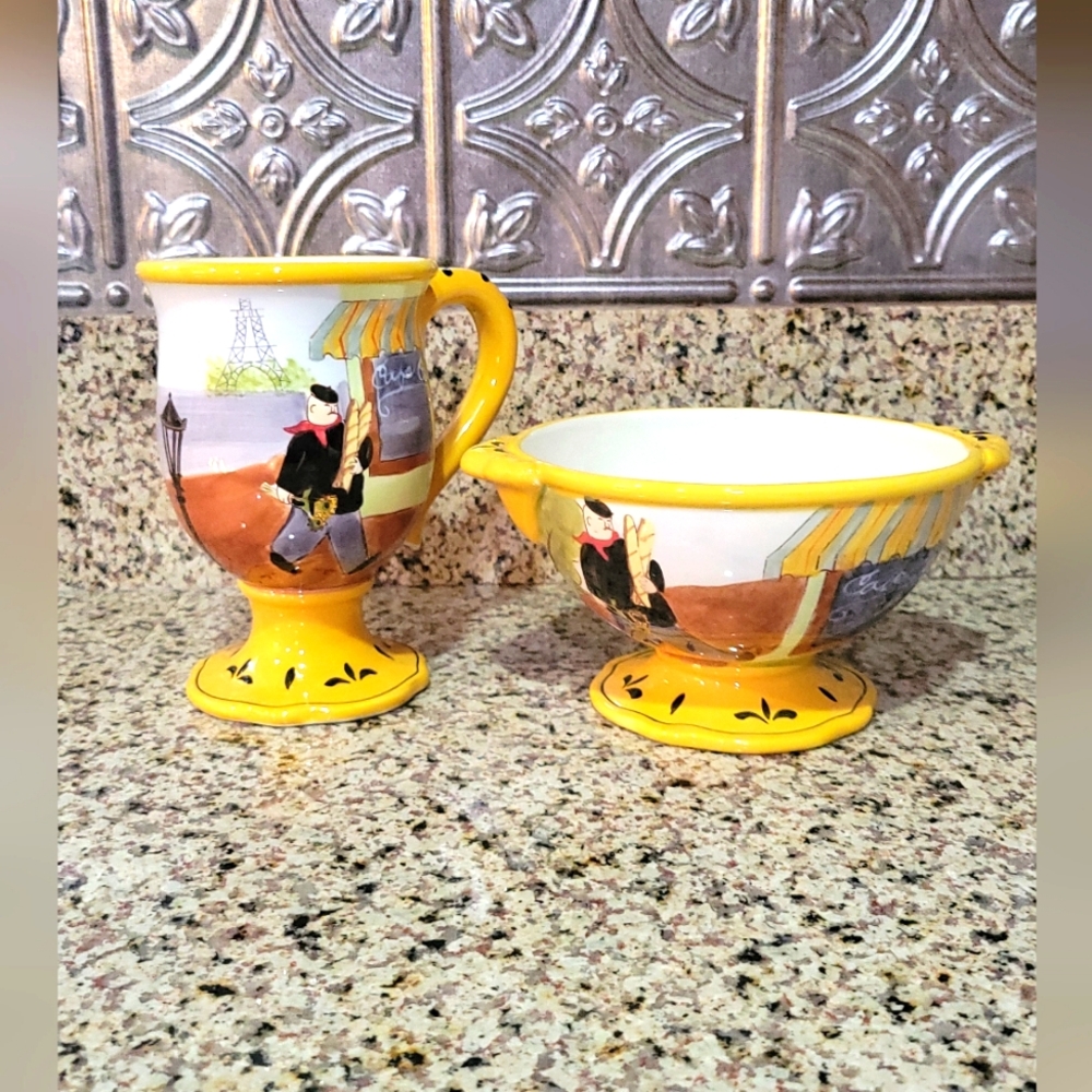 Jennifer Brinley Soup Bowl And Mug Restaurant Cafe Yellow